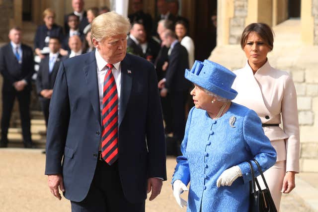Mr Trump and his wife are welcomed by the Queen to Windsor Castle
