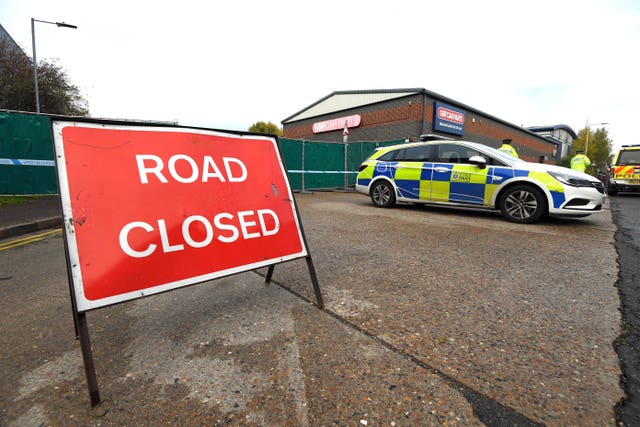 Police at the industrial estate in Grays