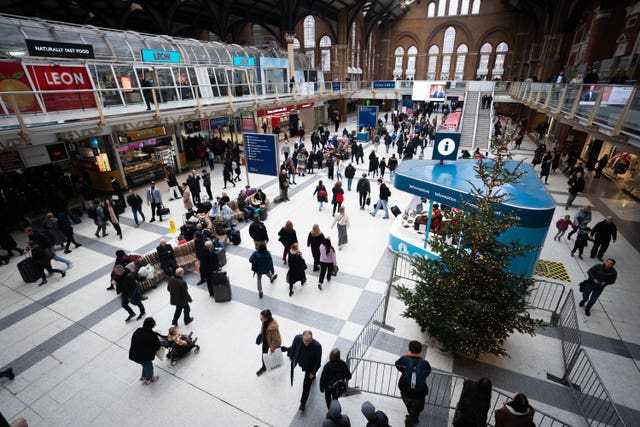 Passengers in Liverpool Street Station, London