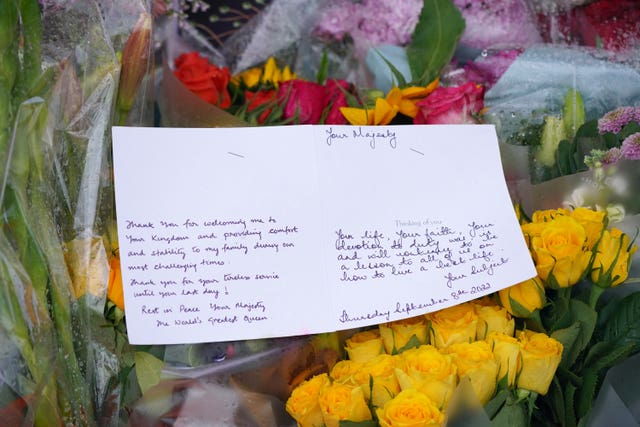 Floral tributes outside Buckingham Palace