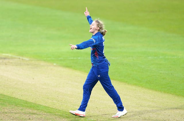 Charlie Dean became the fastest woman to reach 50 ODI wickets (Joe Giddens/PA)