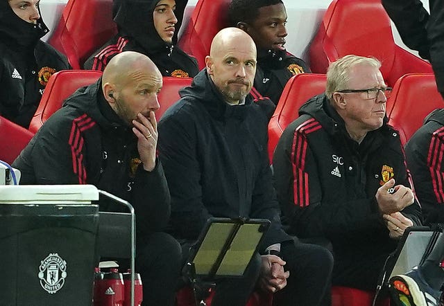 Gary Neville has backed Manchester United manager Erik ten Hag (centre) to get things right before Thursday night's Europa League clash with Real Betis