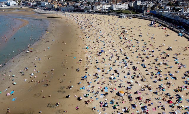 A busy beach in Margate, Kent