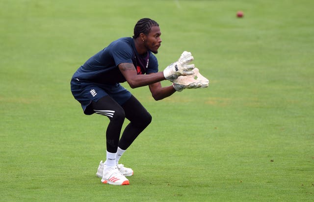 Jofra Archer, left out of the side, practised his wicketkeeping on the outfield