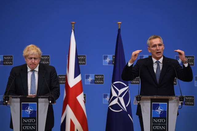 Prime Minister Boris Johnson during his meeting with Nato secretary-general Jens Stoltenberg 
