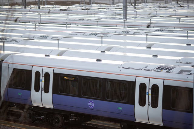 Crossrail trains in a depot (Aaron Chown/PA)