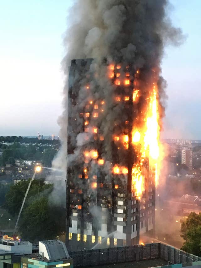 The Grenfell Tower fire left 71 dead in June 2017 (Natalie Oxford/PA)