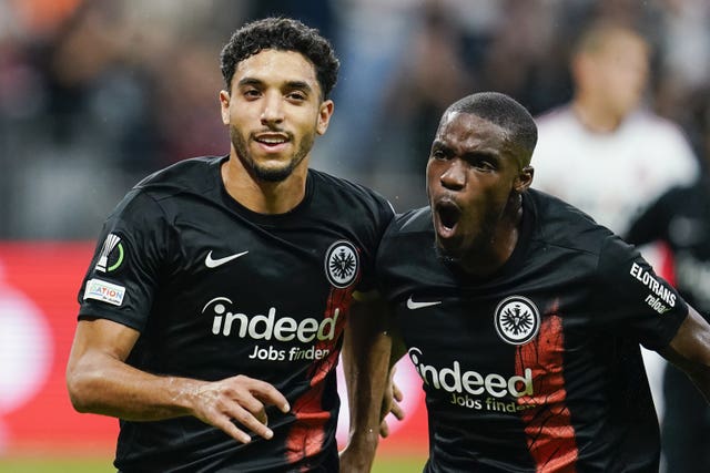 Omar Marmoush, left, joined Eintracht Frankfurt on a free transfer from Bundesliga rivals Wolfsburg in 2023