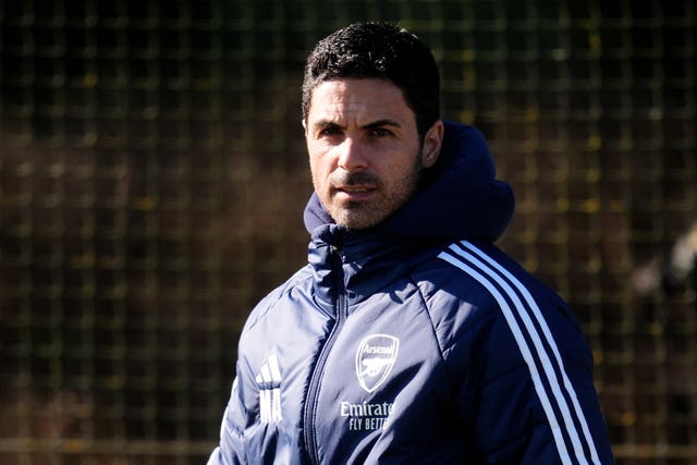 Arsenal manager Mikel Arteta during a training session