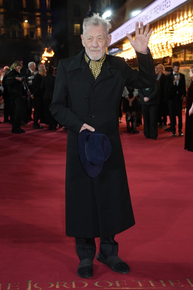 Sir Ian McKellen arriving for the world premiere of The Lord of the Rings: The War of the Rohirrim 