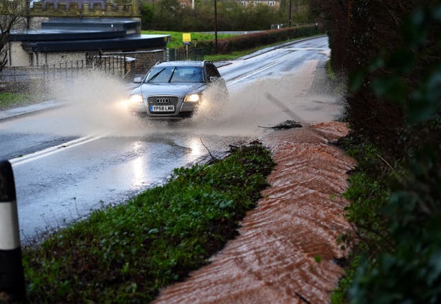 A flooded public footpath in Severn Stoke in Worcestershire