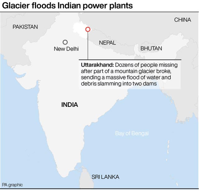 Locates where glacier floods Indian power plants