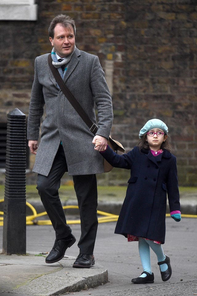 Richard Ratcliffe with his daughter Gabriella Zaghari-Ratcliffe, in Downing Street 