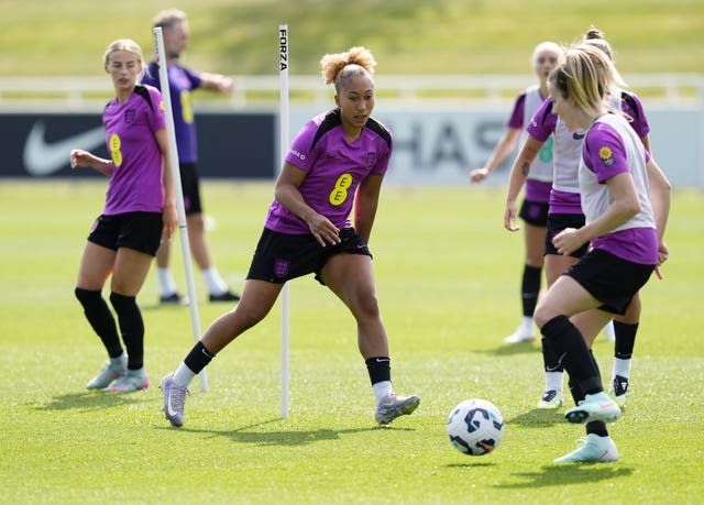 England’s Lauren James during a training session at St George’s Park