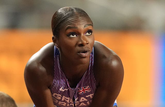 Dina Asher-Smith looks disappointed after the 200m final at the 2023 World Championships