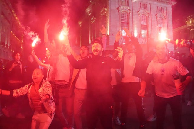 Fans watching England v Denmark