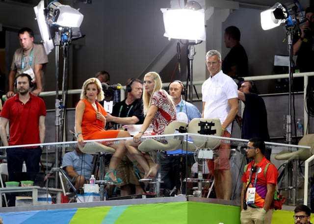 Helen Skelton, left, during the Rio Olympics