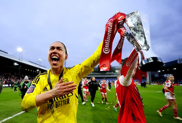 Manuela Zinsberger was part of the Arsenal side that won the Continental Cup earlier this month (Zac Goodwin/PA)