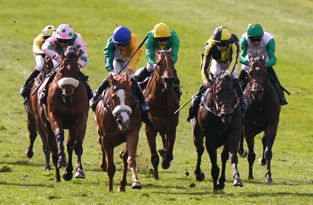 James’s Delight (second right) winning well at Newmarket