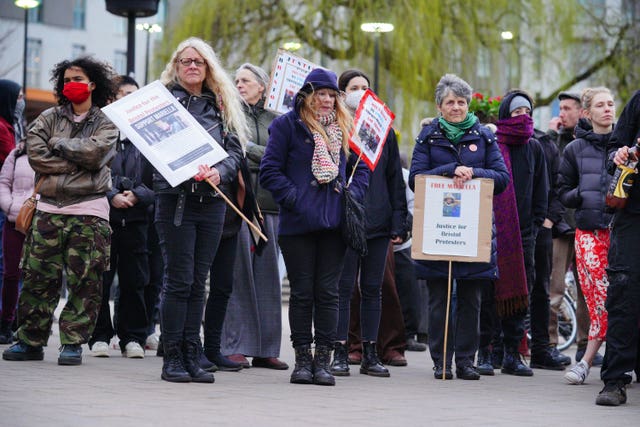 Around 200 people took part in the anniversary march of the Kill the Bill riots in Bristol (Ben Birchall/PA)