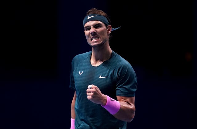 Rafael Nadal pumps his left fist