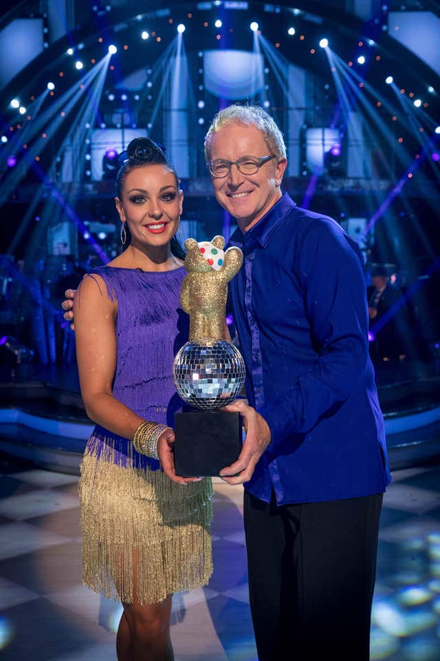 Mark Curry and his dance partner Amy Dowden after they won the Strictly Come Dancing Blue Peter Special