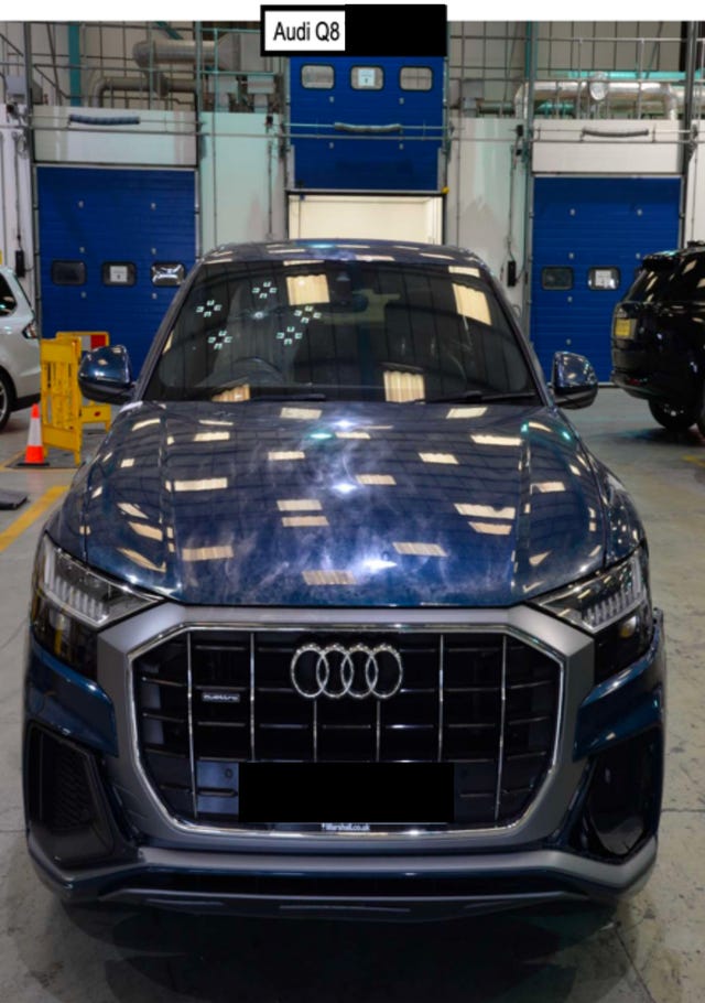 A blue Audi Q8