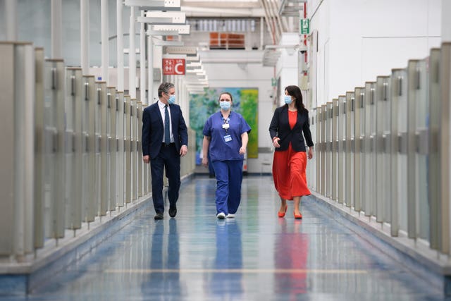 Labour's Sir Keir Starmer visits a hospital
