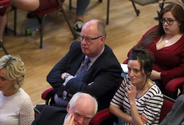 Police Service of Northern Ireland (Chief Constable George Hamilton listens to Jeremy Corbyn 's lecture (Liam McBurney/PA) 