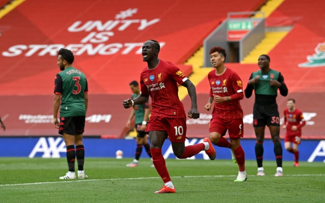 Sadio Mane scored Liverpool's opener against Aston Villa (Paul Ellis/NMC Pool/PA).