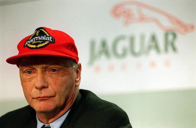 Lauda at a press conference in central London in 2001, for the announcement that the former Formula 1 world champion is joining the Jaguar as chief executive officer of the Premier Performance Division 