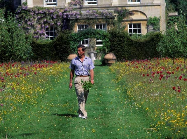 Charles in the grounds of his Highgrove home whose gardens are closed to the public due to Covid-19. Highgrove Enterprises