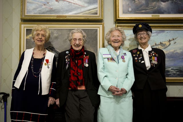 Dorothea Barron (second right) with fellow veterans Ruth Bourne, Marie Scott and Robbie Hall