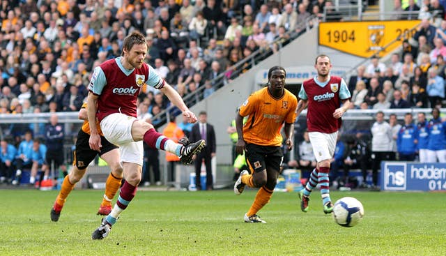 Graham Alexander scores a penalty for Burnley against Hull in 2010