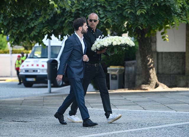 Manchester City and Portugal player Bernardo Silva arrives at the funeral of Diogo Jota and Andre Silva