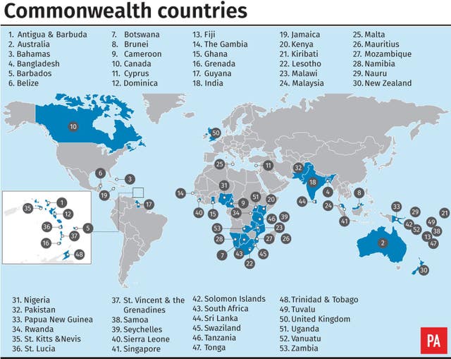Commonwealth countries (PA Graphics). 