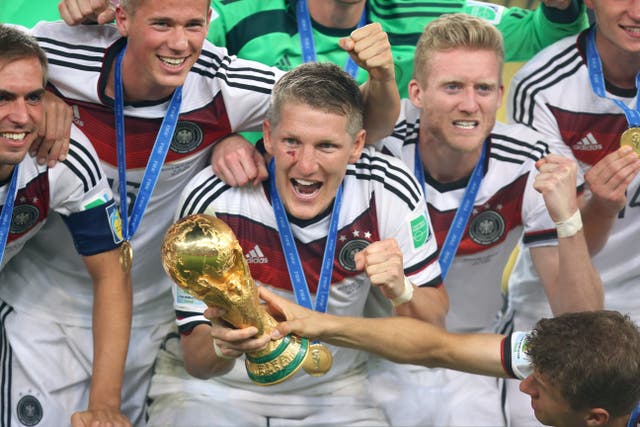 Germany celebrate with the World Cup trophy in 2014