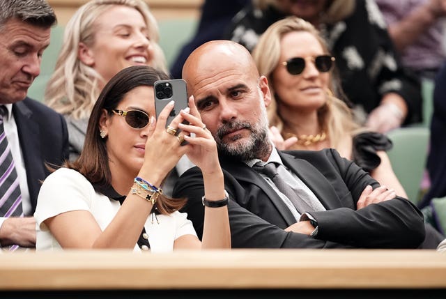 Pep Guardiola, right, in the Royal Box