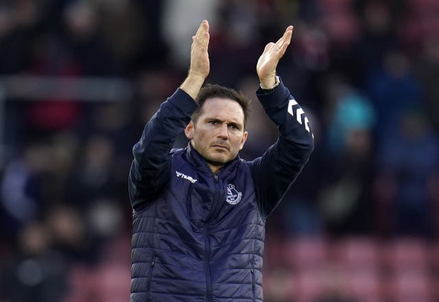 Frank Lampard applauds the Everton fans after the game