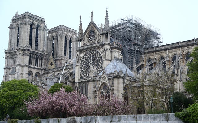 Fire damage at Notre Dame in Paris (Gareth Fuller/PA)