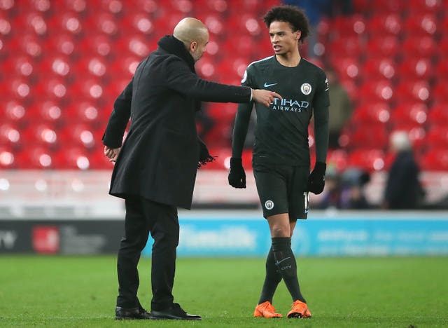 Pep Guardiola has been talking about Leroy Sane, right