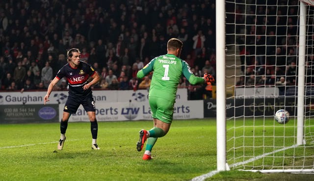 Marquis pictured scoring Doncaster's third goal in the second leg of last season's League One play-off semi-final at Charlton