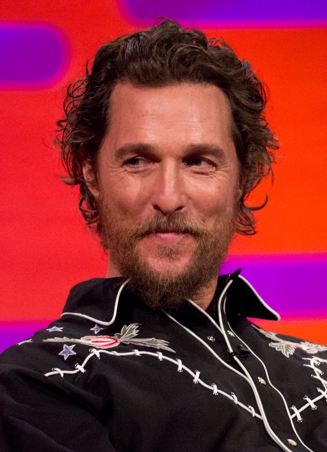 Matthew McConaughey on the Graham Norton Show in a black shirt
