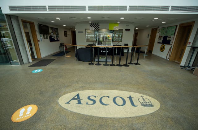 Social distancing measures inside the weighing room at Ascot