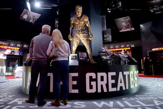 A statue of Muhammad Ali at the Muhammad Ali exhibition at O2 Arena