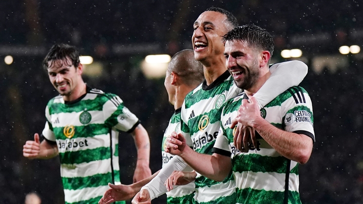 Greg Taylor, right, was on target for Celtic (Jane Barlow/PA)