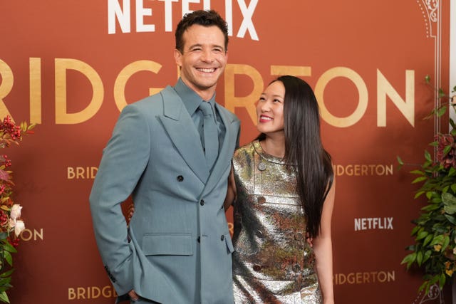 Luke Thompson and Yerin Ha at the BFI screening of Bridgerton season 4 part 2