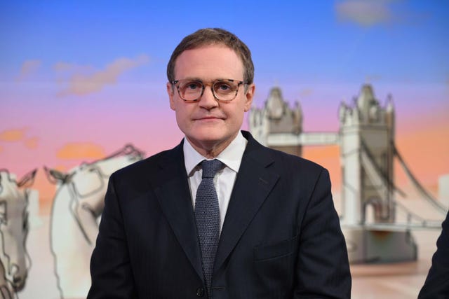 Tom Tugendhat seated in a TV studio