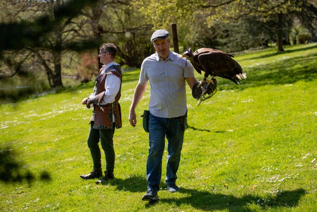 Head falconer Chris O’Donnell with a white-tailed sea eagle at Warwick Castle