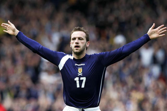 Scotland’s James McFadden celebrates scoring against Moldova in 2005 